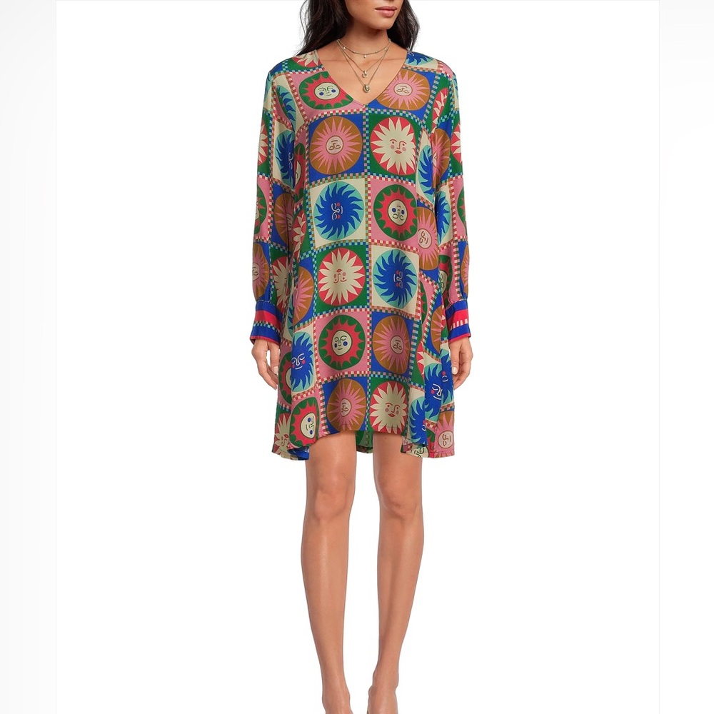 Johnny Was Multicolor Geometric Mini Dress